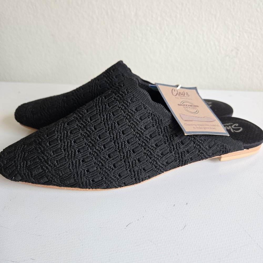 Skechers Cleo Snip Sweet Daffodil Black Womens Casual Flat Size 9 Vegan‎ New